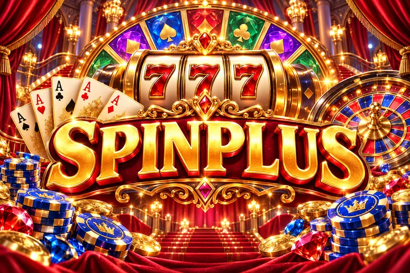 spinplus brand artwork in a gold and jewel casino scene — original concept illustration